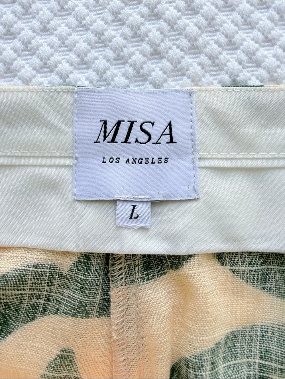Misa Los Angeles Trista Peplum Matching set, Cream & Green | Large